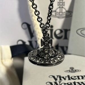 Vivienne Westwood Silver Crystal Orb Pendant Necklace